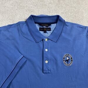 VTG Tommy Hilfiger Golf Polo Shirt Mens XL Blue 2002 U.S. Open Bethpage Black